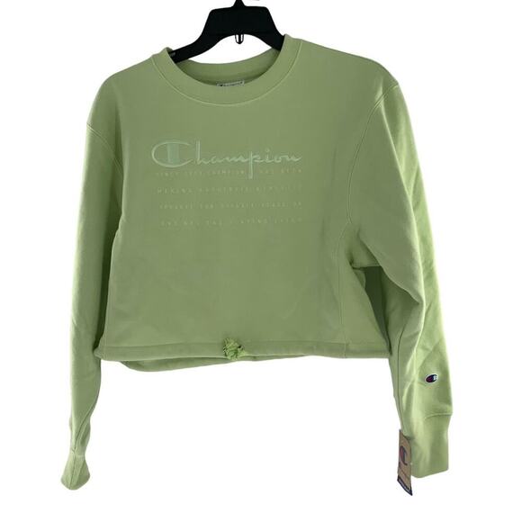 Champion Reverse Weave Crop Fleece Sweatshirt Womens Small Long Sleeve Crew Neck - Picture 1 of 13